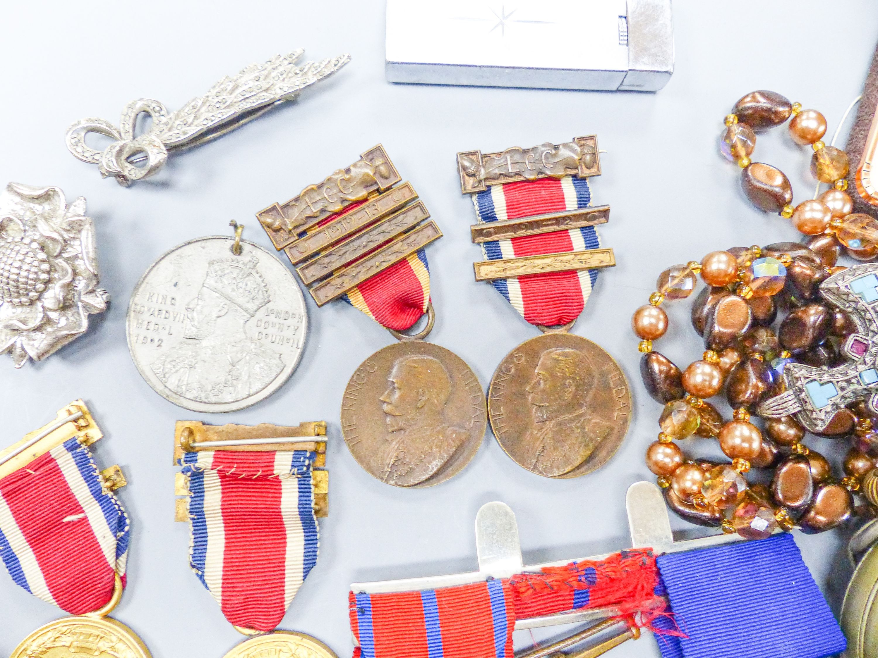 Medals, costume jewellery etc.